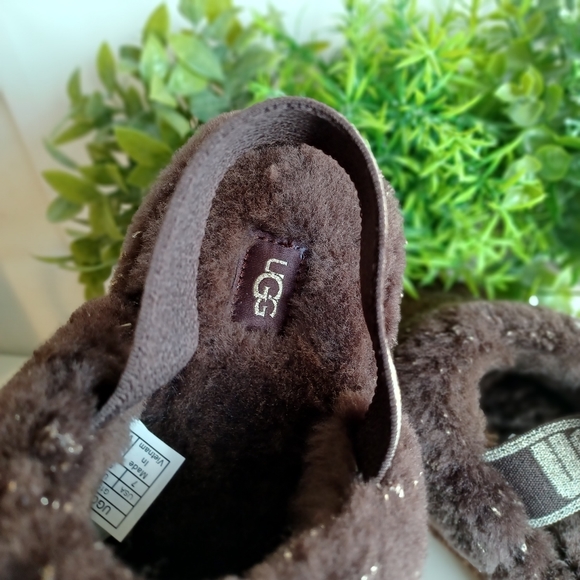 UGG Metallic Sparkle Fluff Shearling Slippers | Size 7 | NWT | Brown - Picture 6 of 11